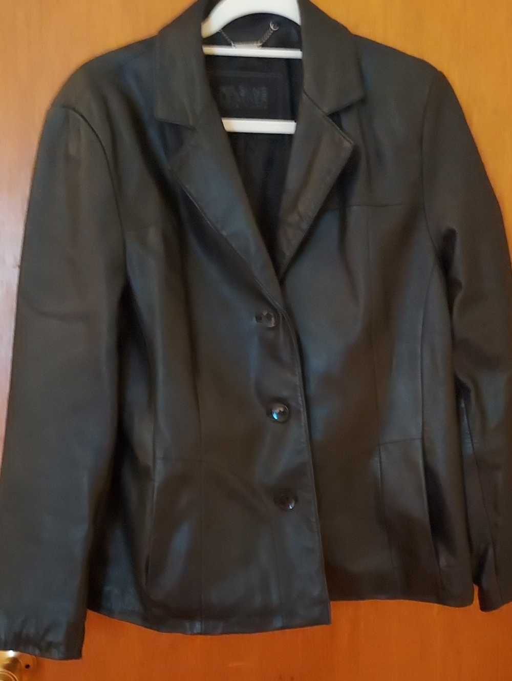Wilsons Leather Black Women's Three-Button Leather Blazer